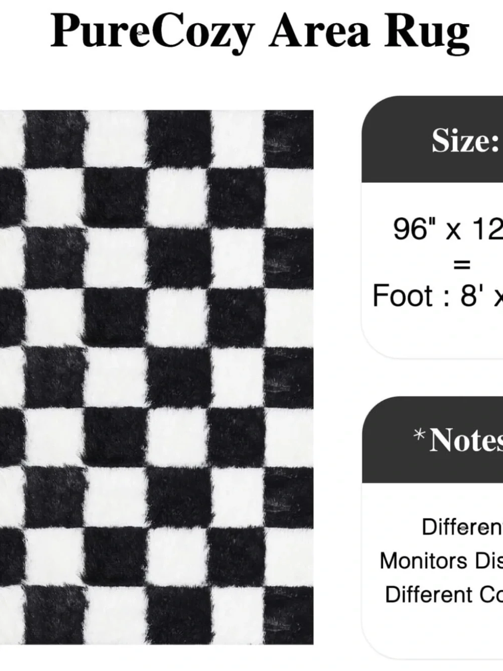 Plush Black and White Diamond Shag Area Rug - Home Accents